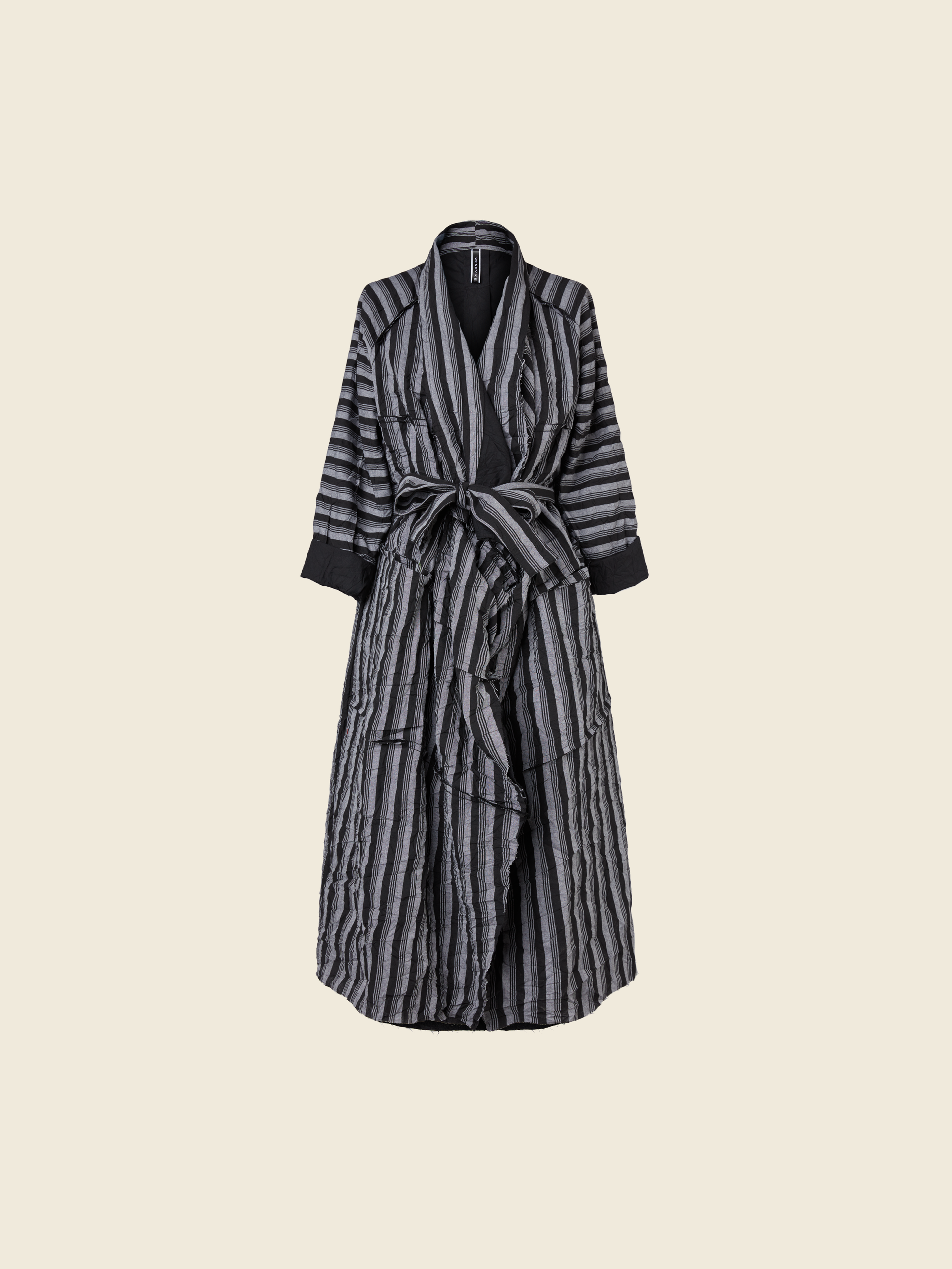 STRIPED DUSTER COAT WITH BELT