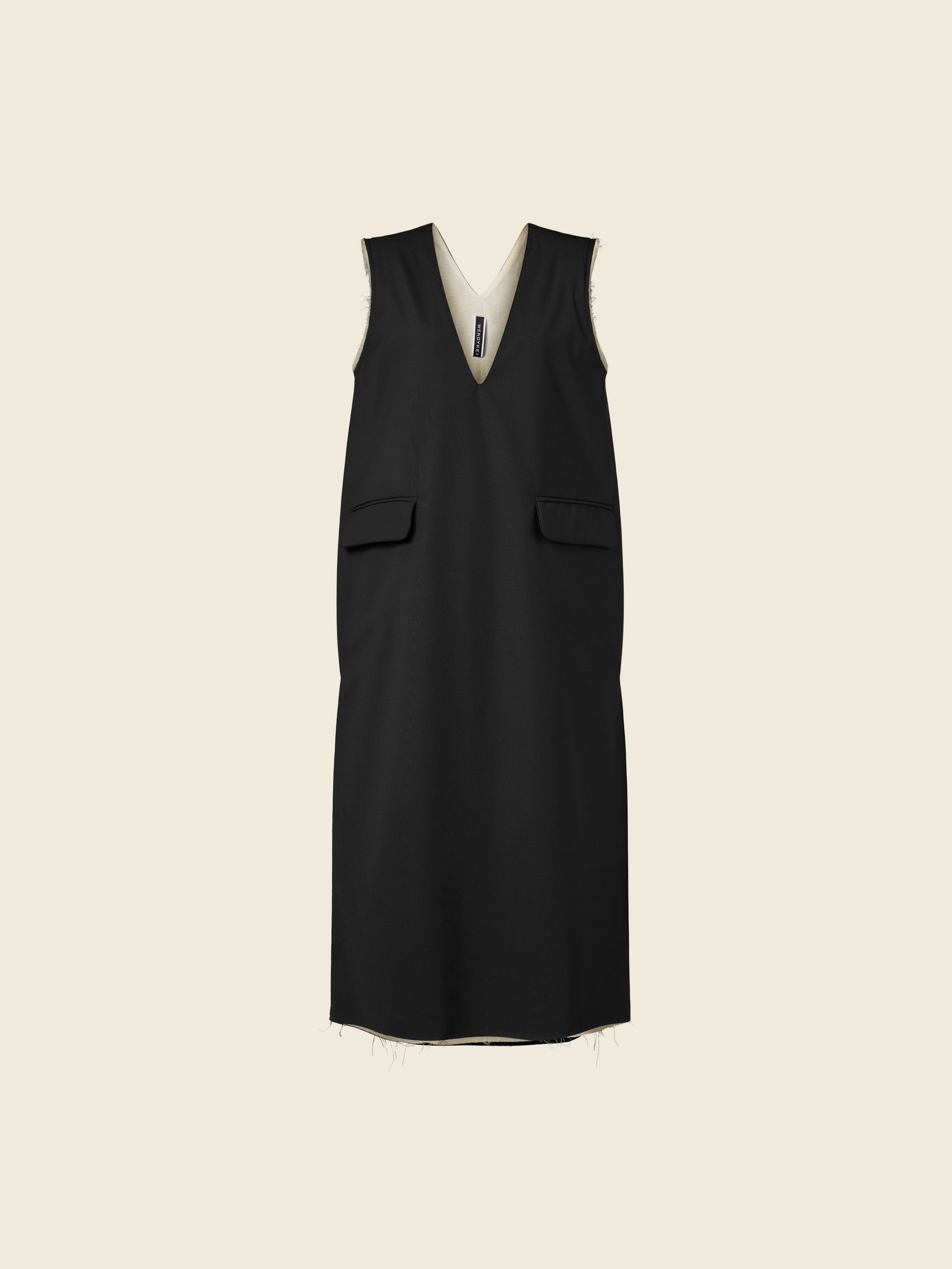 SLEEVELESS DRESS DOUBLED IN ECRU' FABRIC