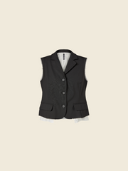 GILET CON COLLO REVER DOPPIATO IN TESSUTO ECRU'