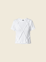 CROP T-SHIRT WITH RHOMBUS SEAMS