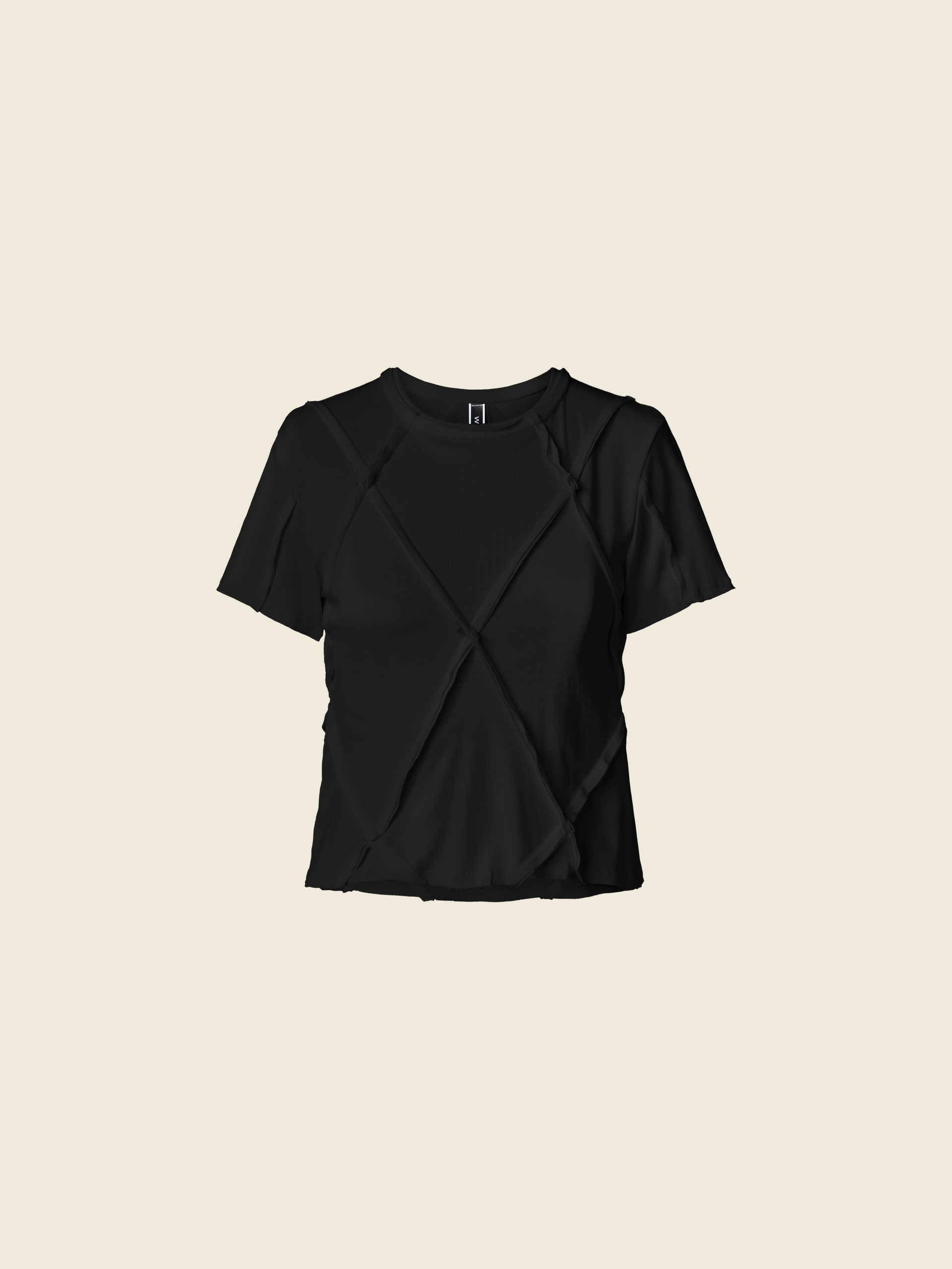 CROP T-SHIRT WITH RHOMBUS SEAMS