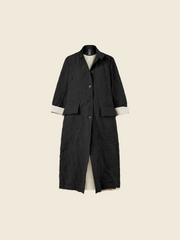 OVERCOAT IN WRINKLED EFFECT FABRIC WITH KOREAN COLLAR