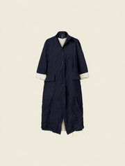 OVERCOAT IN WRINKLED EFFECT FABRIC WITH KOREAN COLLAR