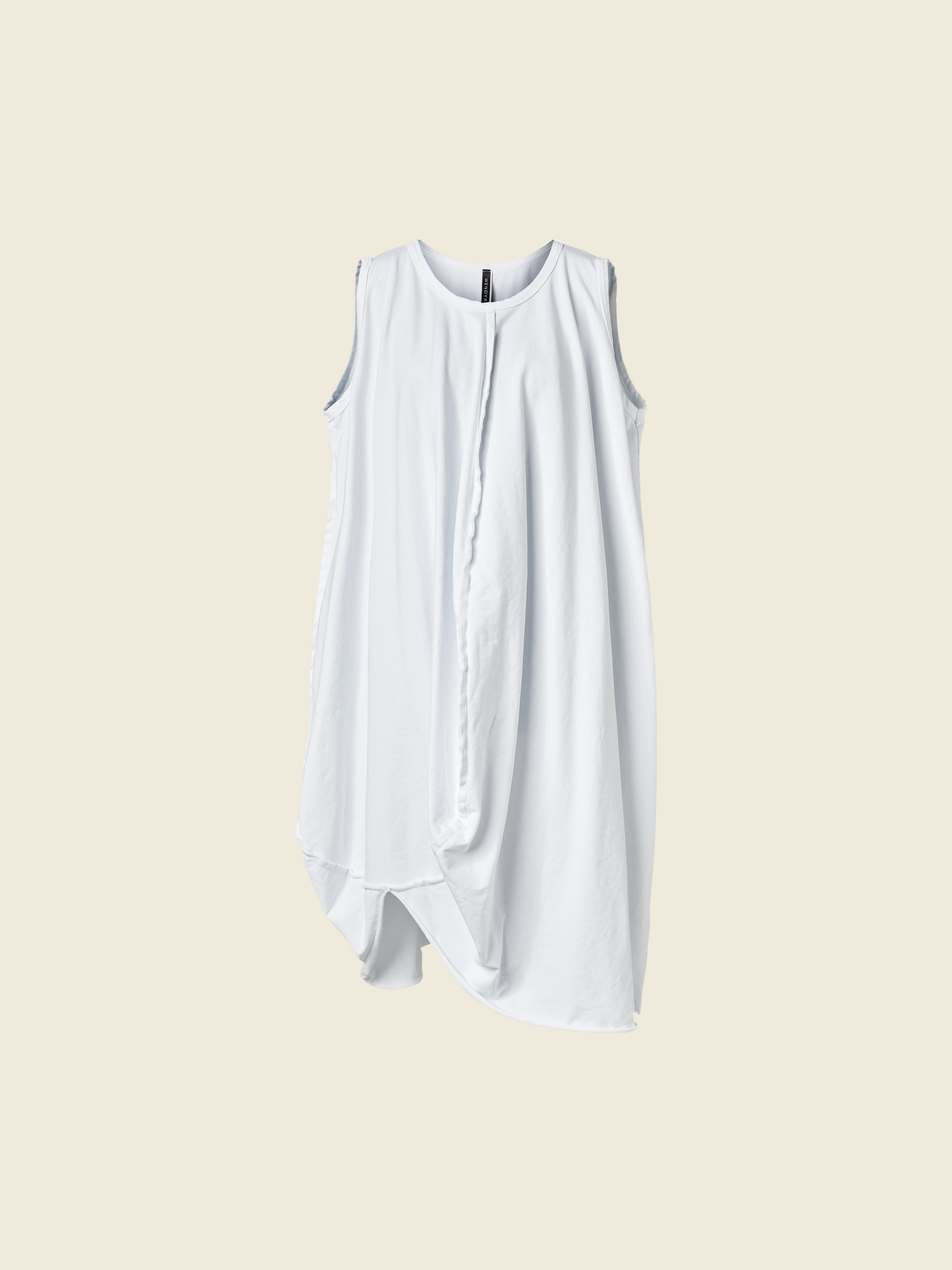 WIDE SLEEVELESS SWEATSHIRT DRESS WITH RAW CUT SEAMS