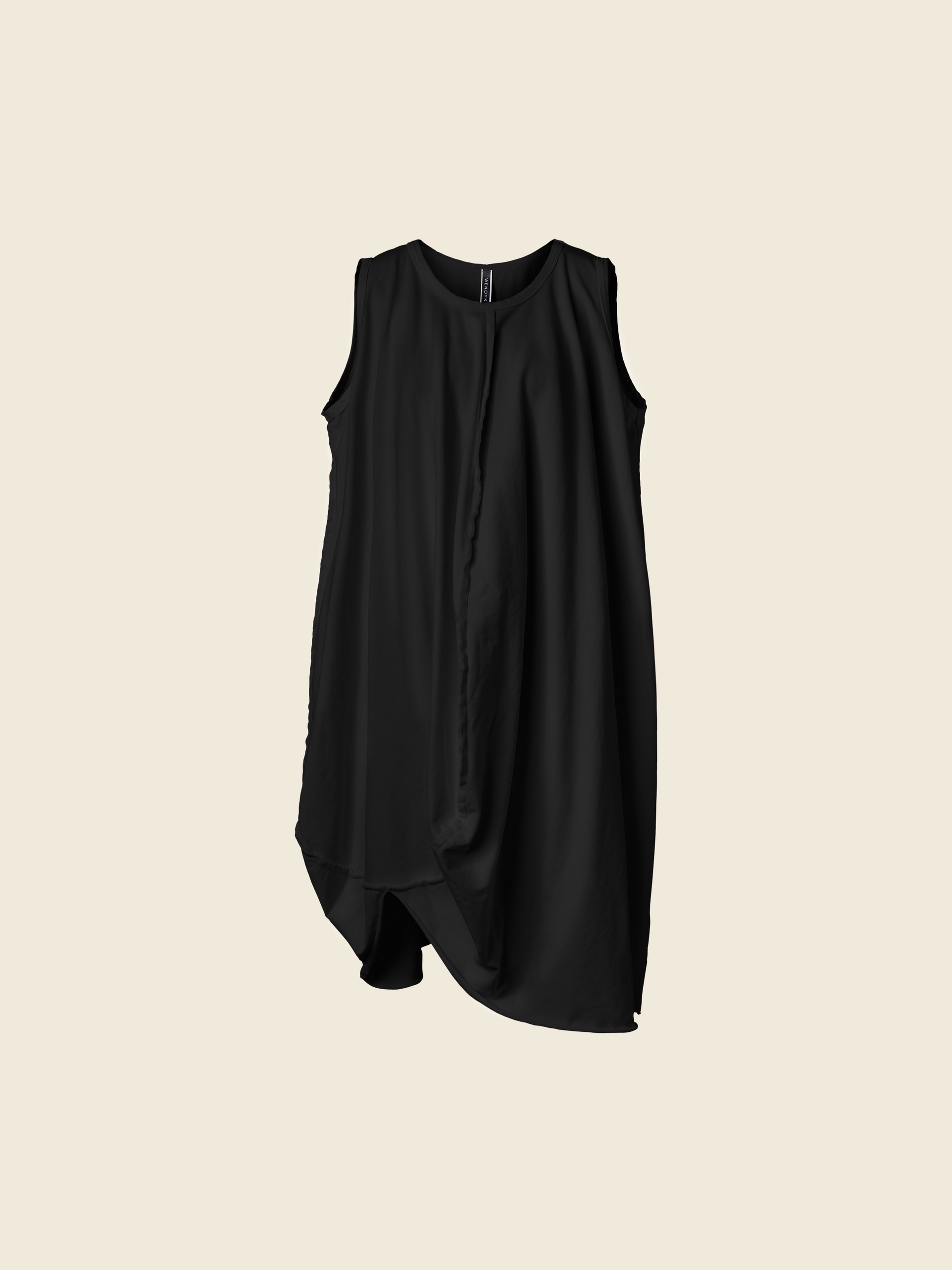 WIDE SLEEVELESS SWEATSHIRT DRESS WITH RAW CUT SEAMS