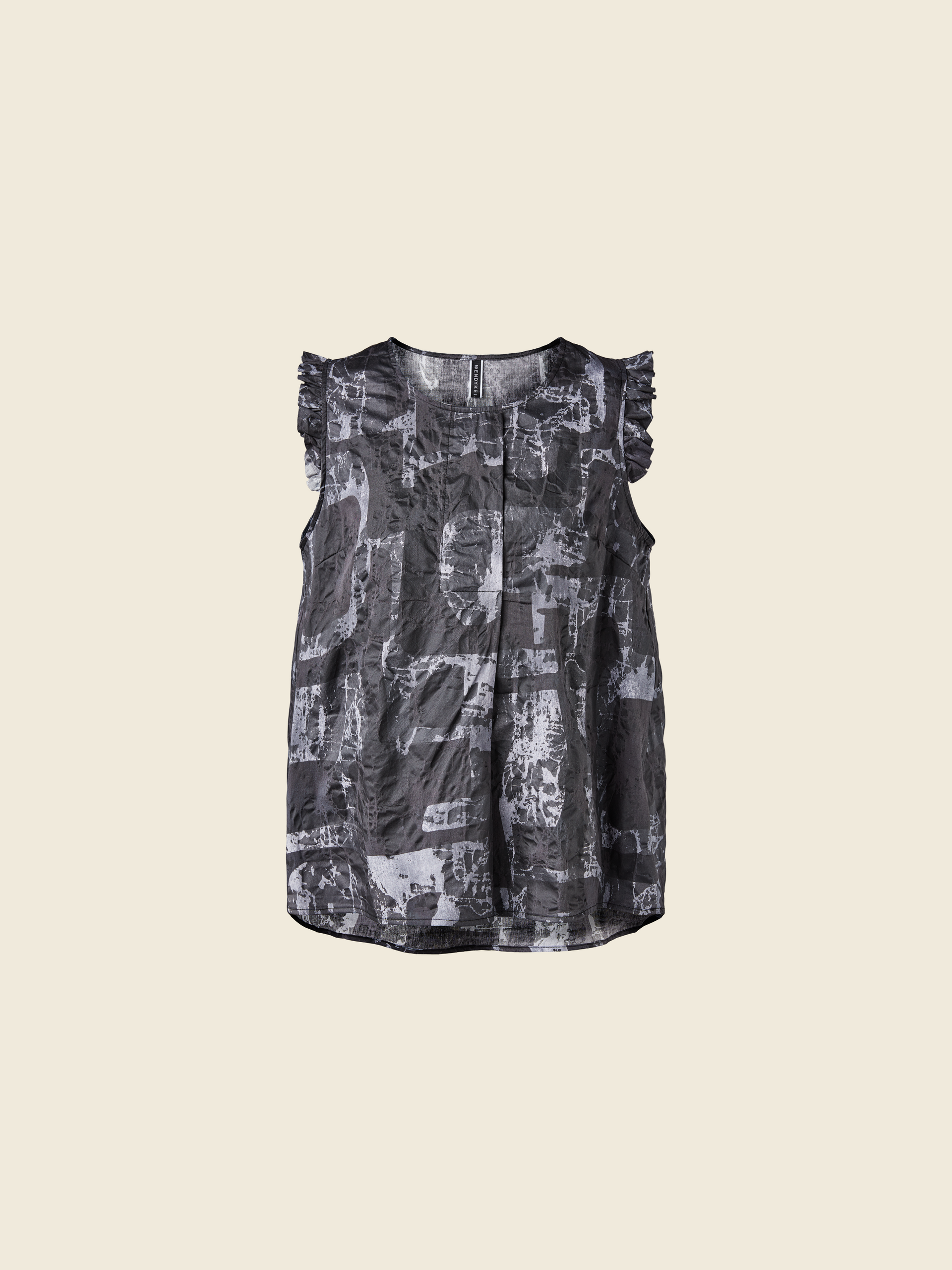 BLUSA SMANICATA CON MOTIVO ASTRATTO GRIGIO