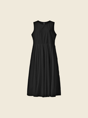 SLEEVELESS POPLIN DRESS WITH PLEATS