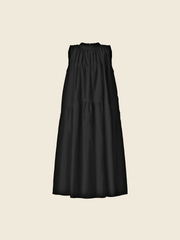 LONG SLEEVELESS DRESS WITH FLOUNCE