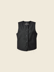 VEST DOUBLED IN ECRU' FABRIC WITH PADDED SHOULDERS AND BUTTONS