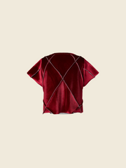 VELVET T-SHIRT WITH RHOMBUS SEAMS