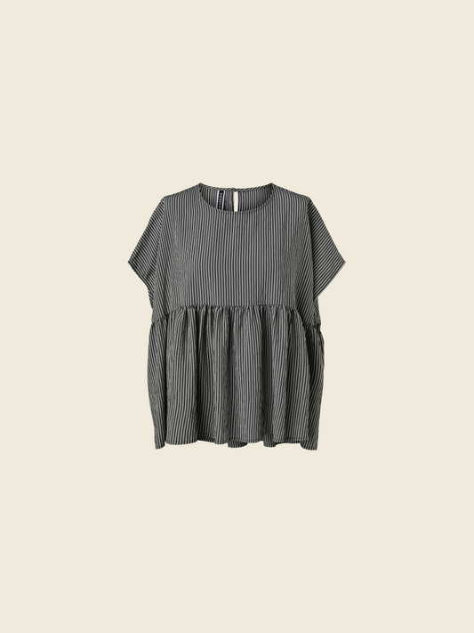 STRIPED BLOUSE WITH PLEATS