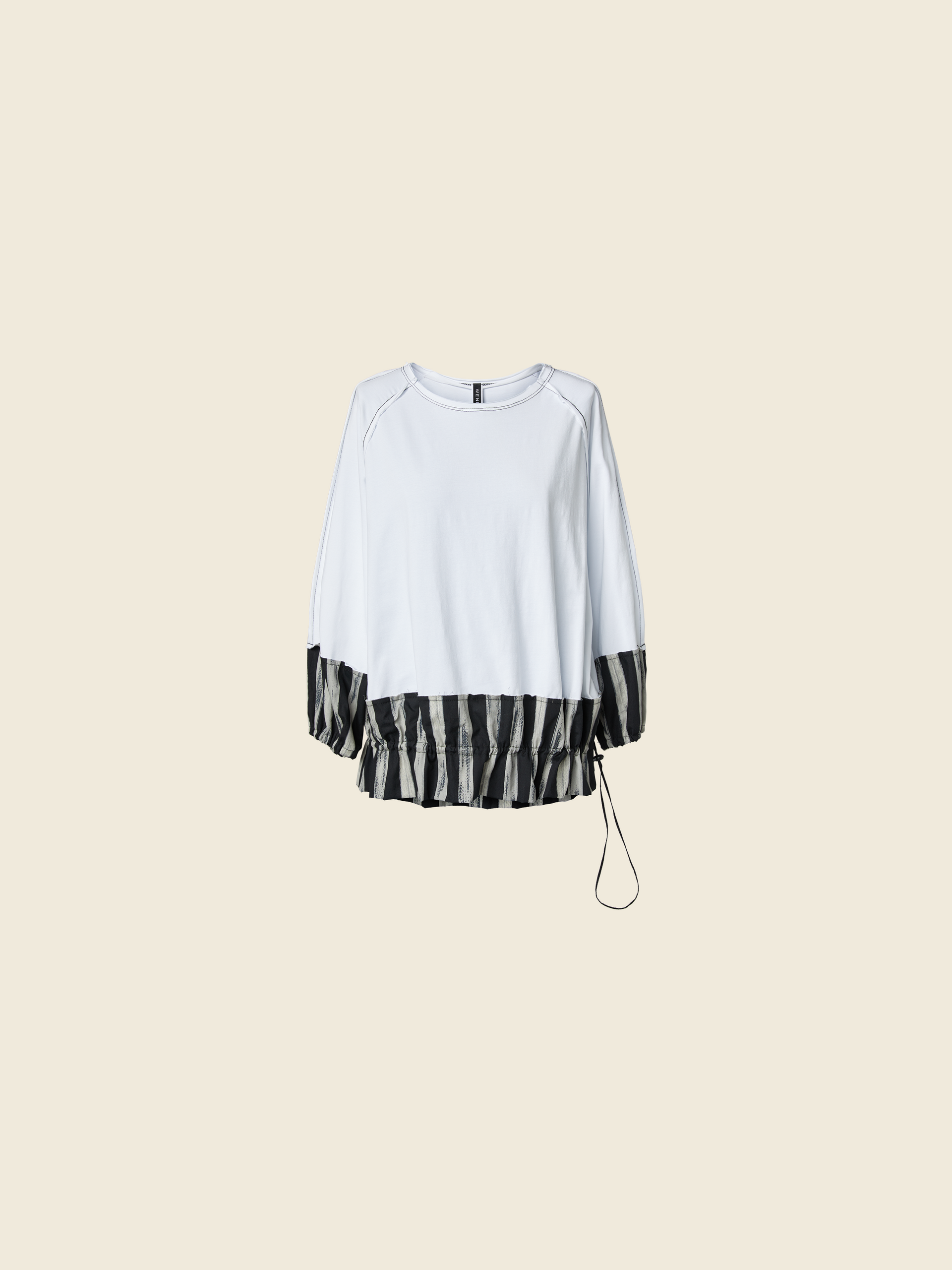 BLUSA IN JERSEY CON ORLI A RIGHE