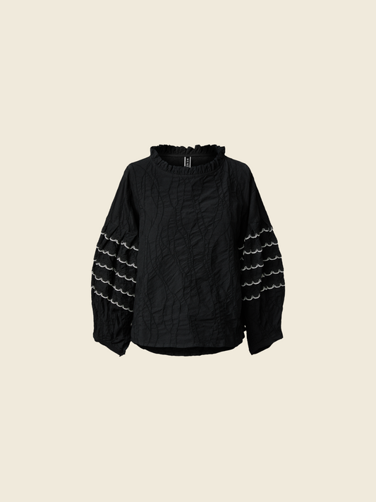 BLUSA CON PASSAMANERIA SULLE MANICHE