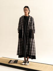 COAT IN GRAY TARTAN FABRIC WITH BIG CARGO POCKETS