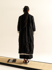 OVERCOAT IN WRINKLED EFFECT FABRIC WITH KOREAN COLLAR