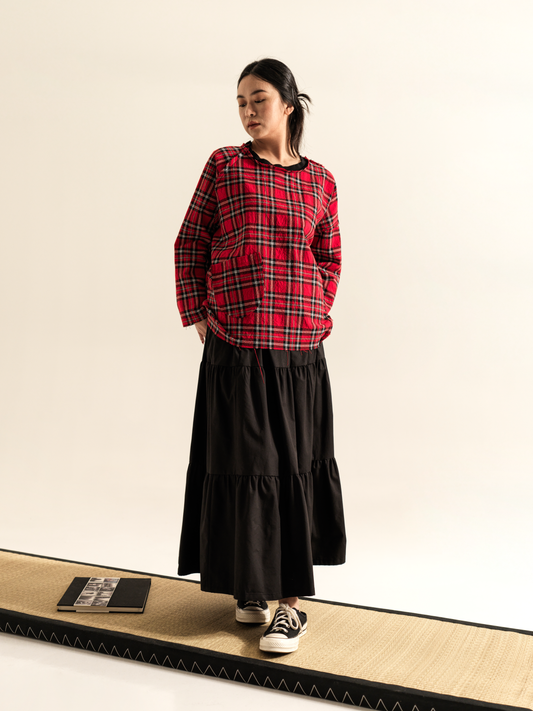 LARGE T-SHIRT IN RED SCOTTISH TARTAN