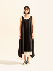 SLEEVELESS SWEATSHIRT DRESS WITH ECRU FABRIC EDGES