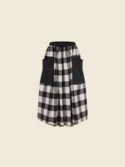 B/W CHECK SKIRT WITH BIG PATCH POCKETS