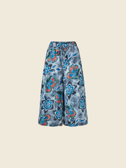 WIDE PANTS WITH BLUE FLOWERS PATTERN