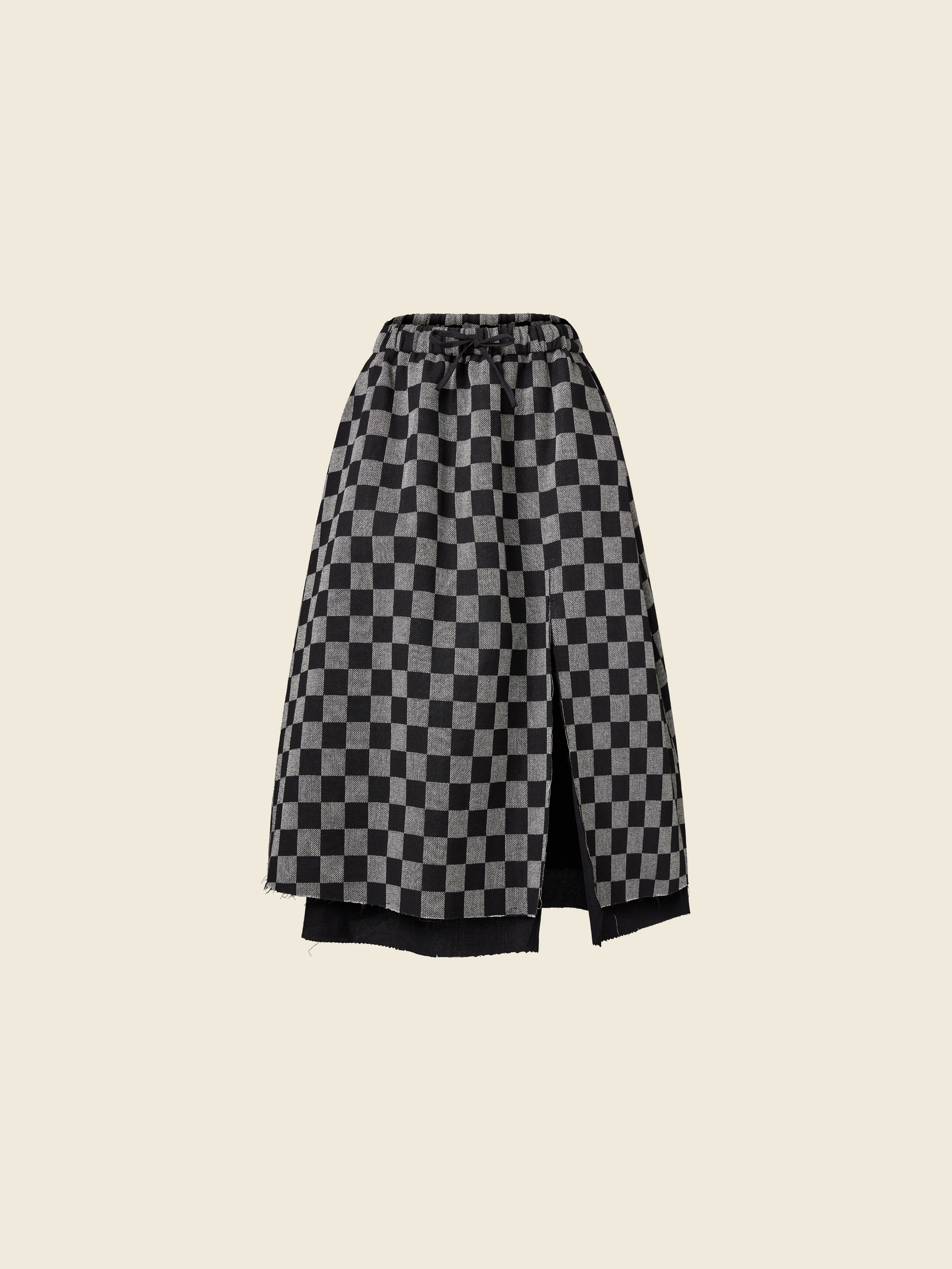 LONG CHECKERED SKIRT WITH SPLIT