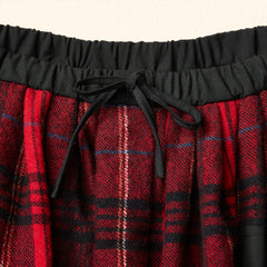 RED TARTAN SKIRT IN 100% WOOL