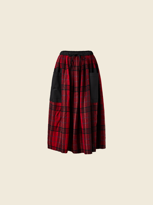 RED TARTAN SKIRT IN 100% WOOL