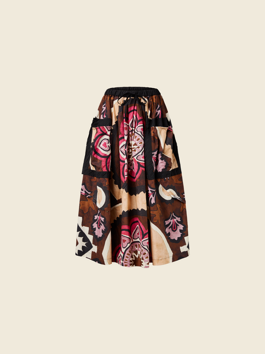 ETHNIC PATTERN SKIRT WITH BIG POCKETS