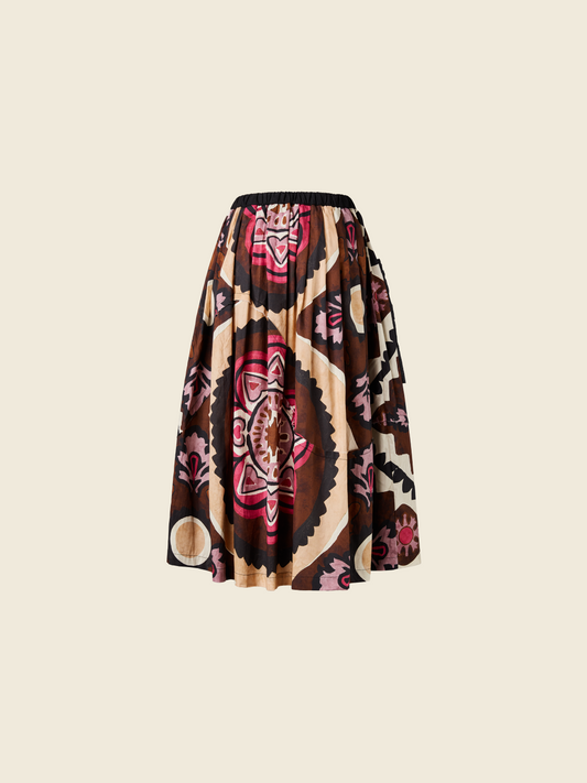 ETHNIC PATTERN SKIRT WITH BIG POCKETS