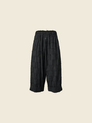 格纹泡泡纱面料长裤