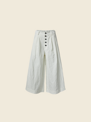 COTTON AND LINEN WIDE-LEG TROUSERS
