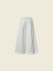 COTTON AND LINEN WIDE-LEG TROUSERS