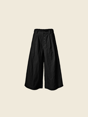 COTTON AND LINEN WIDE-LEG TROUSERS