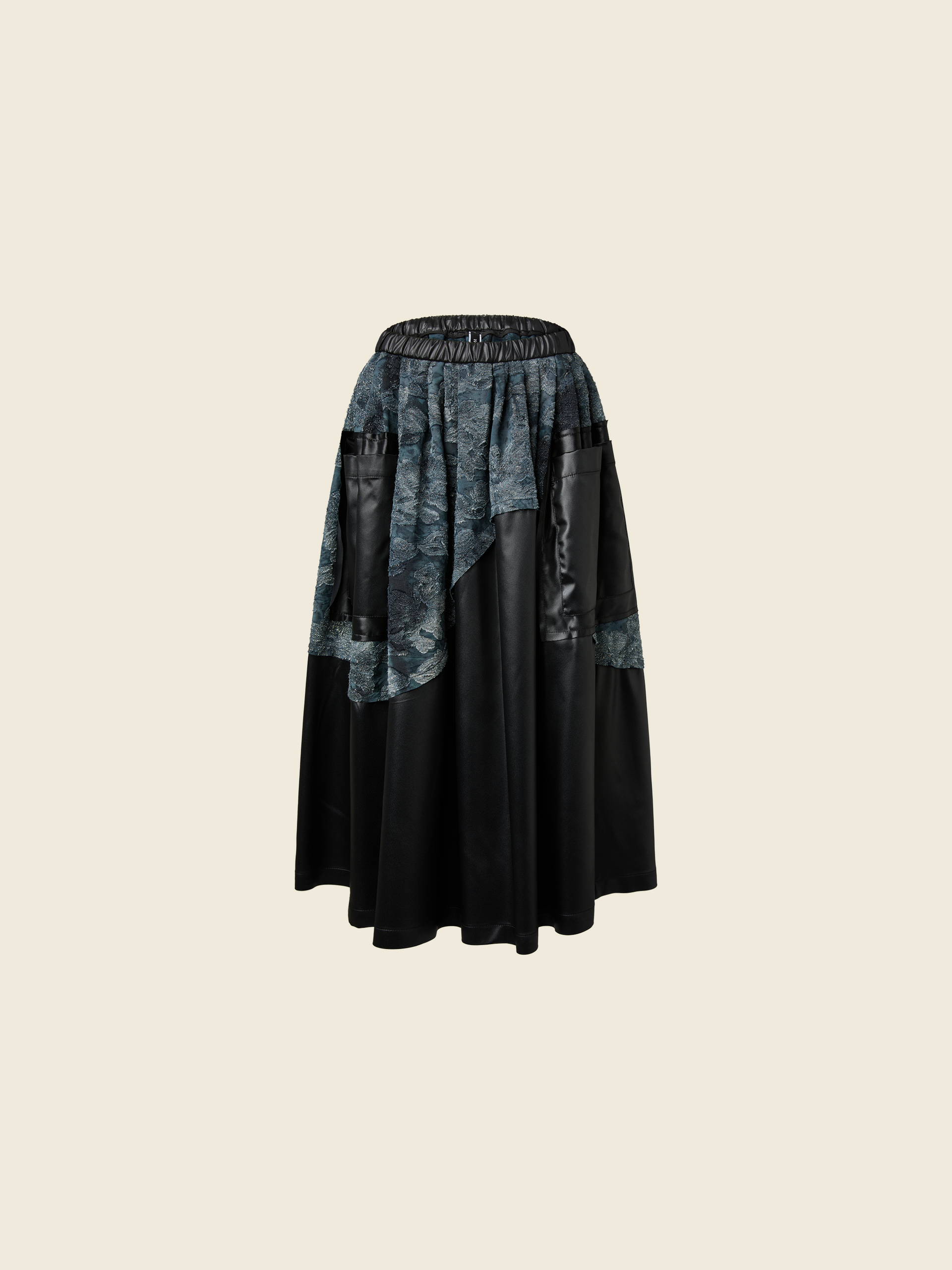 AW26 FAUX LEATHER SKIRT WITH JACQUARD DETAIL