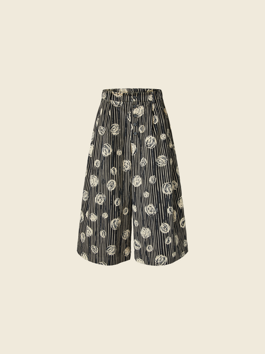 AW26 VELVET TROUSERS WITH GRAPHIC PRINT
