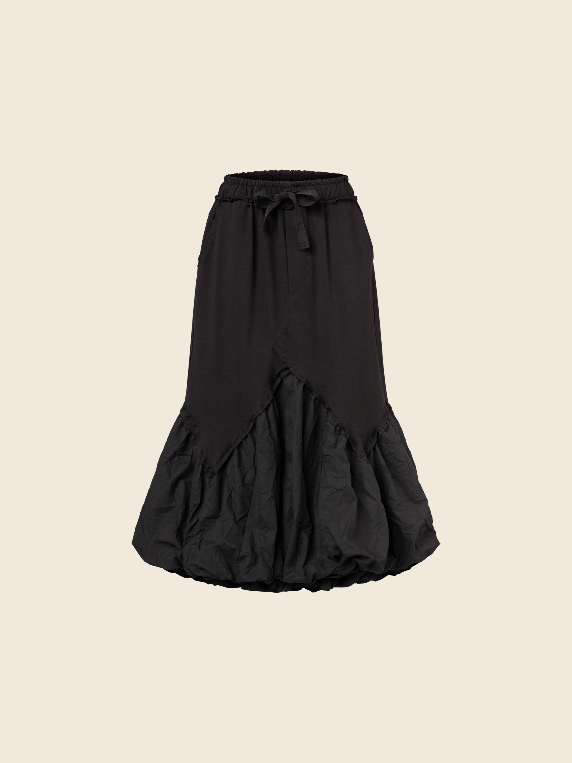 FLEECE SKIRT WITH WRINKLED EFFECT BALLOON FLOUNCE