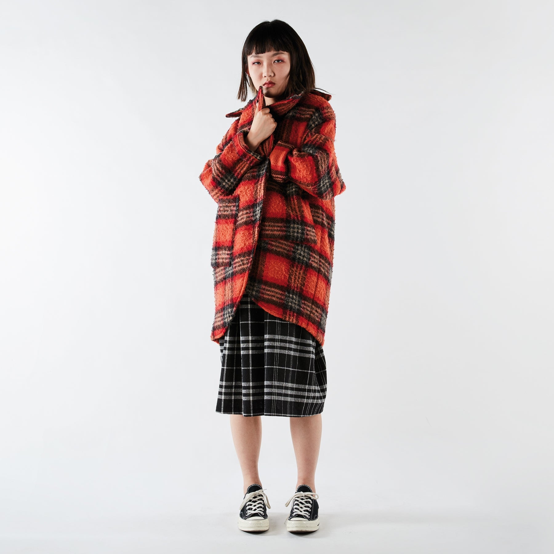 WOOL TARTAN COAT