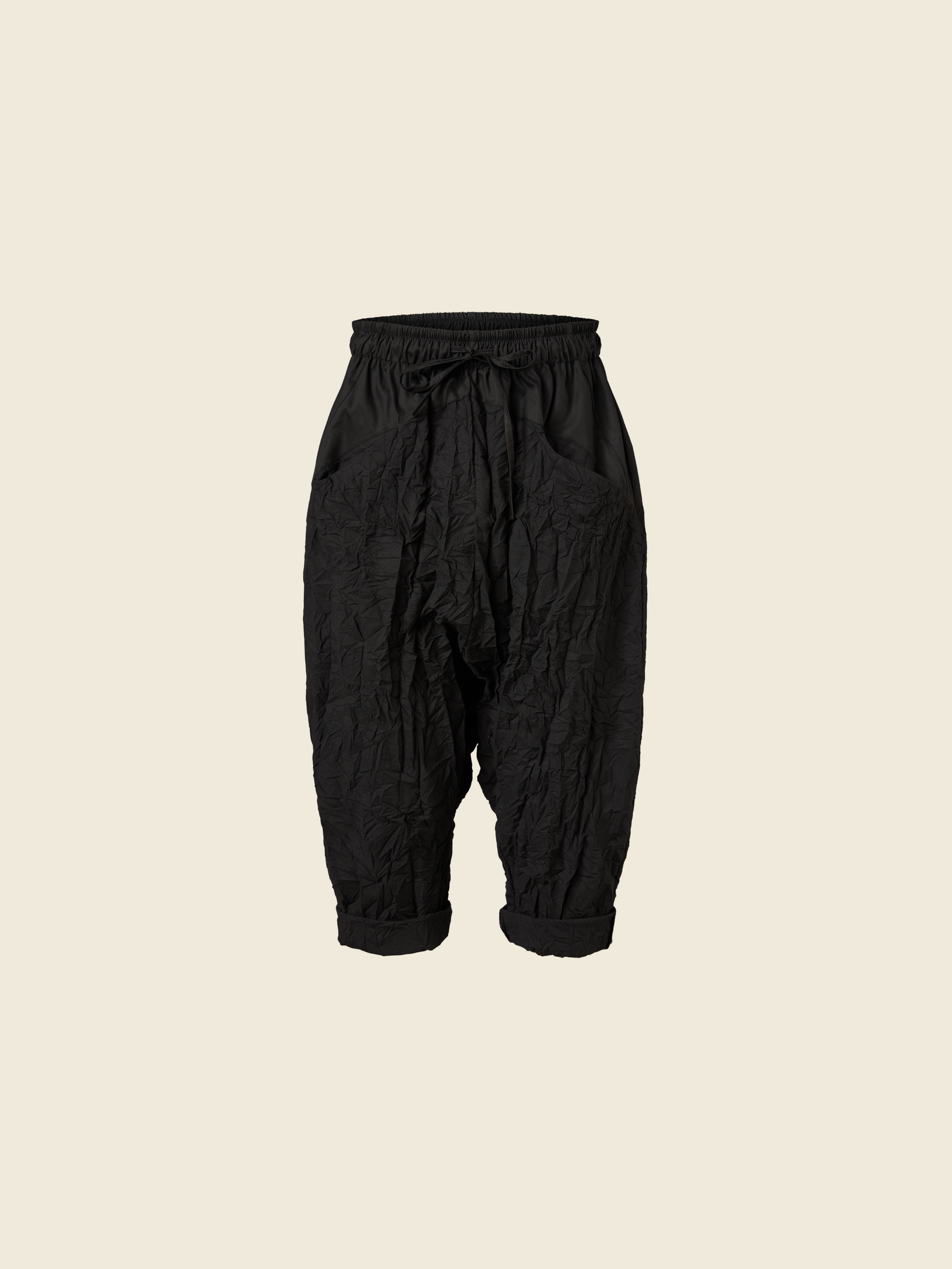 WRINKLED EFFECT TROUSERS WITH LOW CROTCH