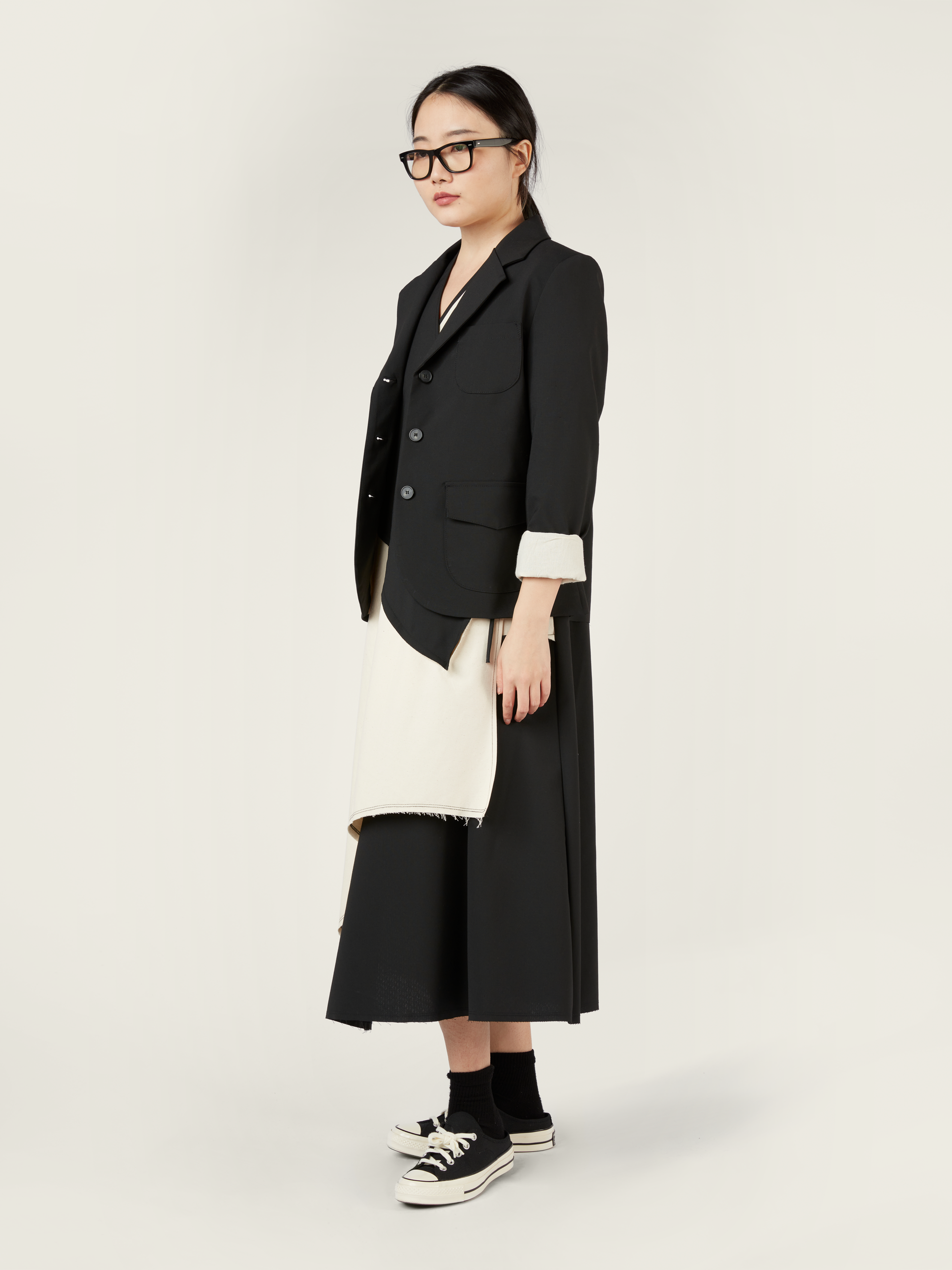 BLAZER DOPPIATO IN TESSUTO ECRÙ