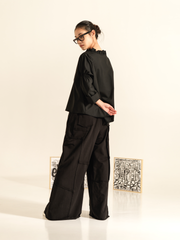 PALAZZO SWEATPANTS WITH RAW CUT SEAMS