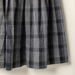 SLEEVELESS DRESS IN GRAY TARTAN FABRIC WITH BELT