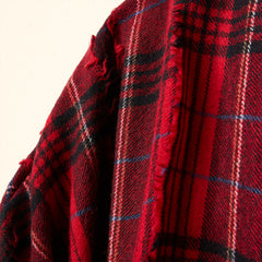 RED CHECKED VIRGIN WOOL CARDIGAN