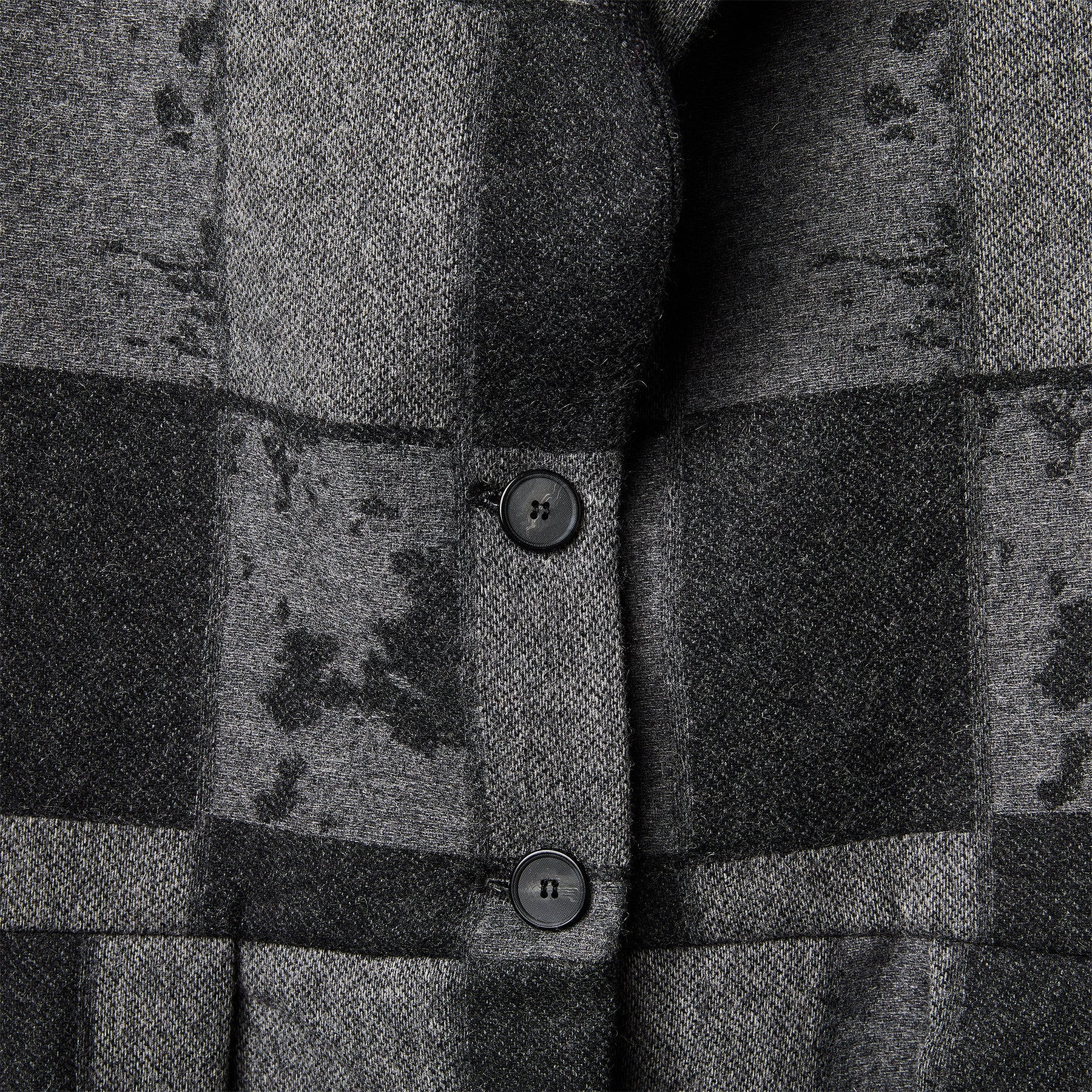 GREY CHECKED WOOL BLEND SLEEVELESS OVERCOAT