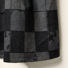 GREY CHECKED WOOL BLEND SLEEVELESS OVERCOAT