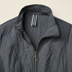 SCULPTURAL CRINKLED ZIP-UP MAXI DRESS