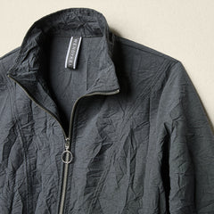 SCULPTURAL CRINKLED ZIP-UP MAXI DRESS