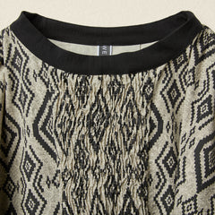 GATHERED BLOUSE IN GEOMETRIC PATTERN