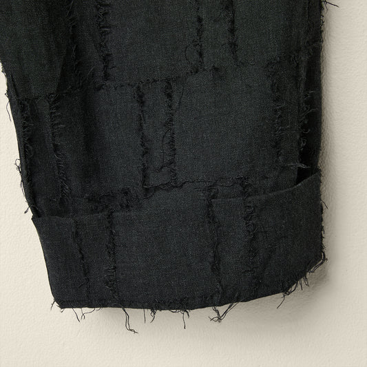 格纹泡泡纱面料长裤