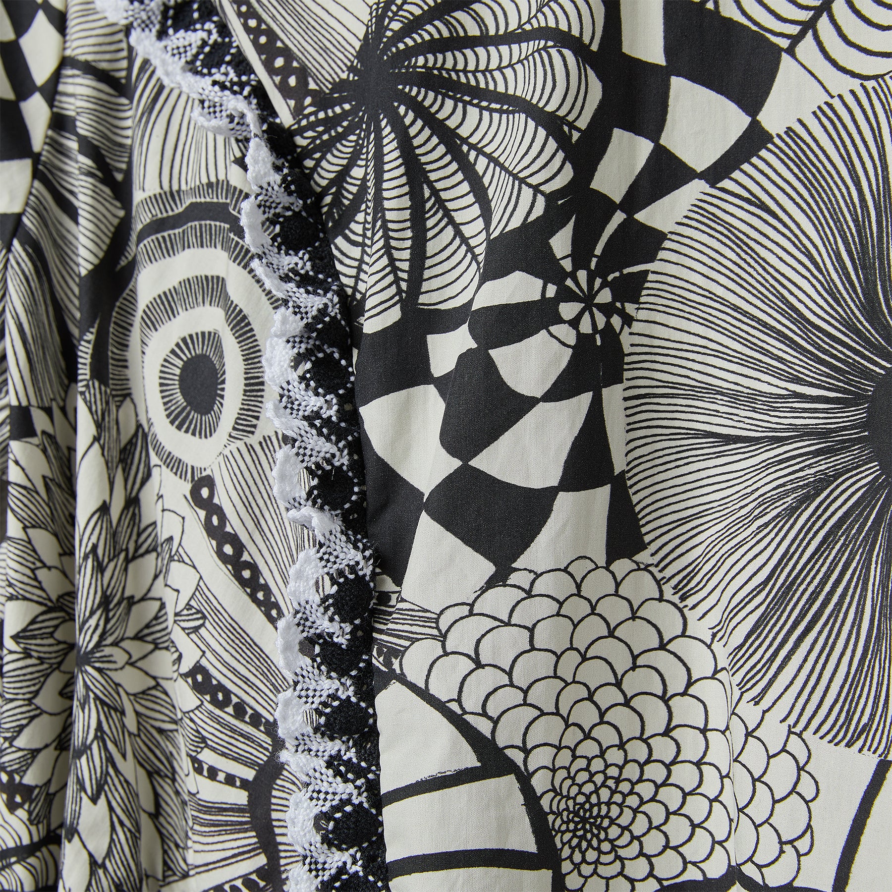 带滚边细节的碎花连衣裙