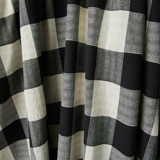 CHECKED DRESS WITH OVAL PLEAT