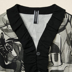 ABSTRACT PRINT JACKET WITH ROUCHE